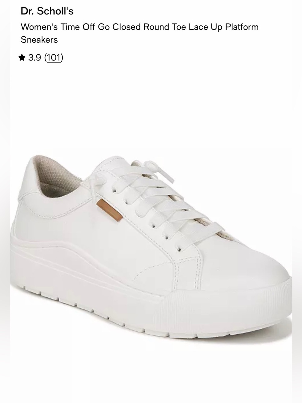 Dr. Scholl's Time off GoWhite Platform Lace-Up Sneakers with Tan Accent